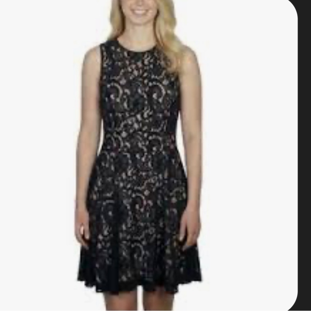 NWT Lauren Ralph Lauren Sleeveless Black Lace Lined Holiday Dress Size 12